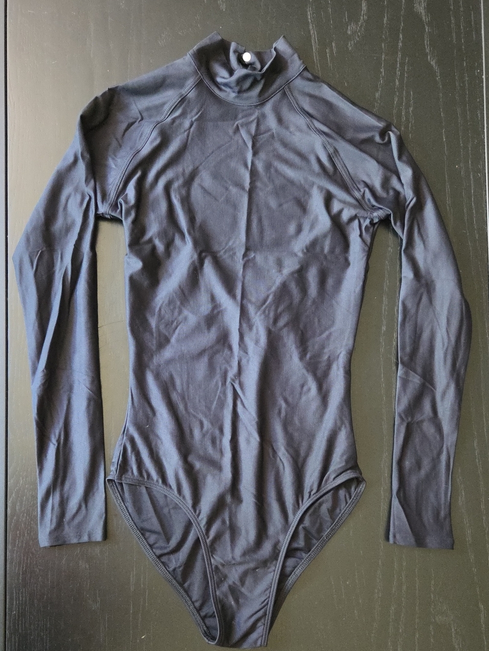 Long-Sleeve Black Bodysuit with Mock Neck - Picture 1 of 3